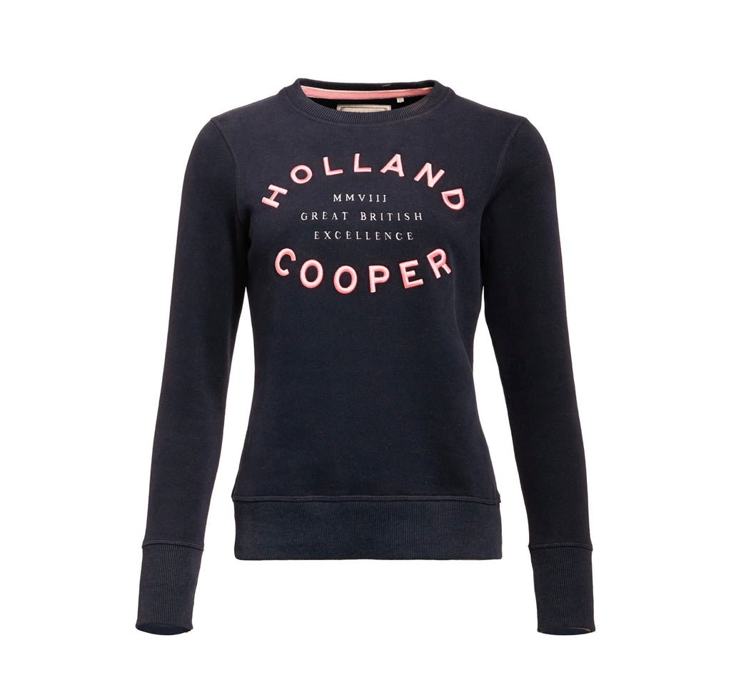 Black sweatshirt with 'Holland Cooper' branding on a white background
