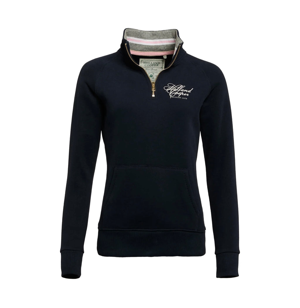 Black pullover with a logo on a white background