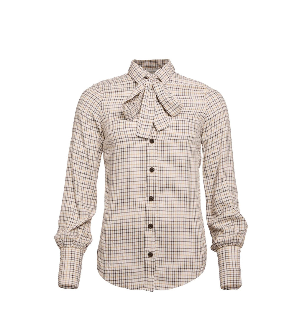 Plaid shirt with a bow tie on a white background