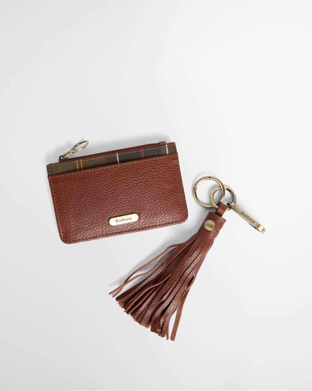 Barbour Alder Leather Gift Set - Brown/Classic Tartan