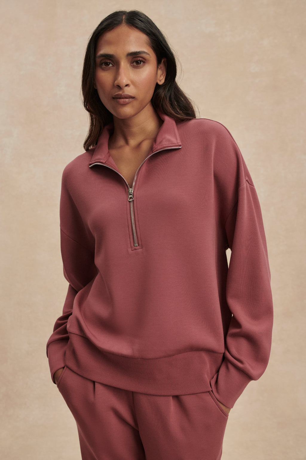 Varley Mavis Mock Neck Sweat - Wild Rhubarb product image