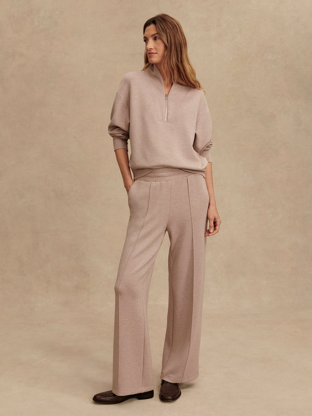 Varley The Wide Leg Pant 28" - Taupe Marl