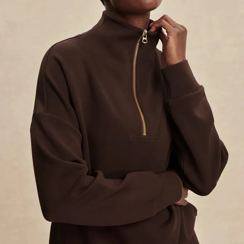 Varley Hawley Half-Zip Sweat - Coffee Bean