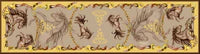 Decorative border with floral and leaf patterns on a yellow background