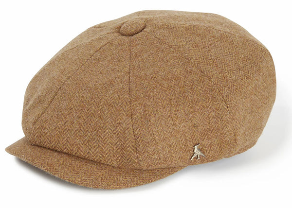 Brown cap with a small logo on a white background