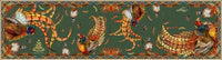 Decorative border with various animals and patterns on a green background