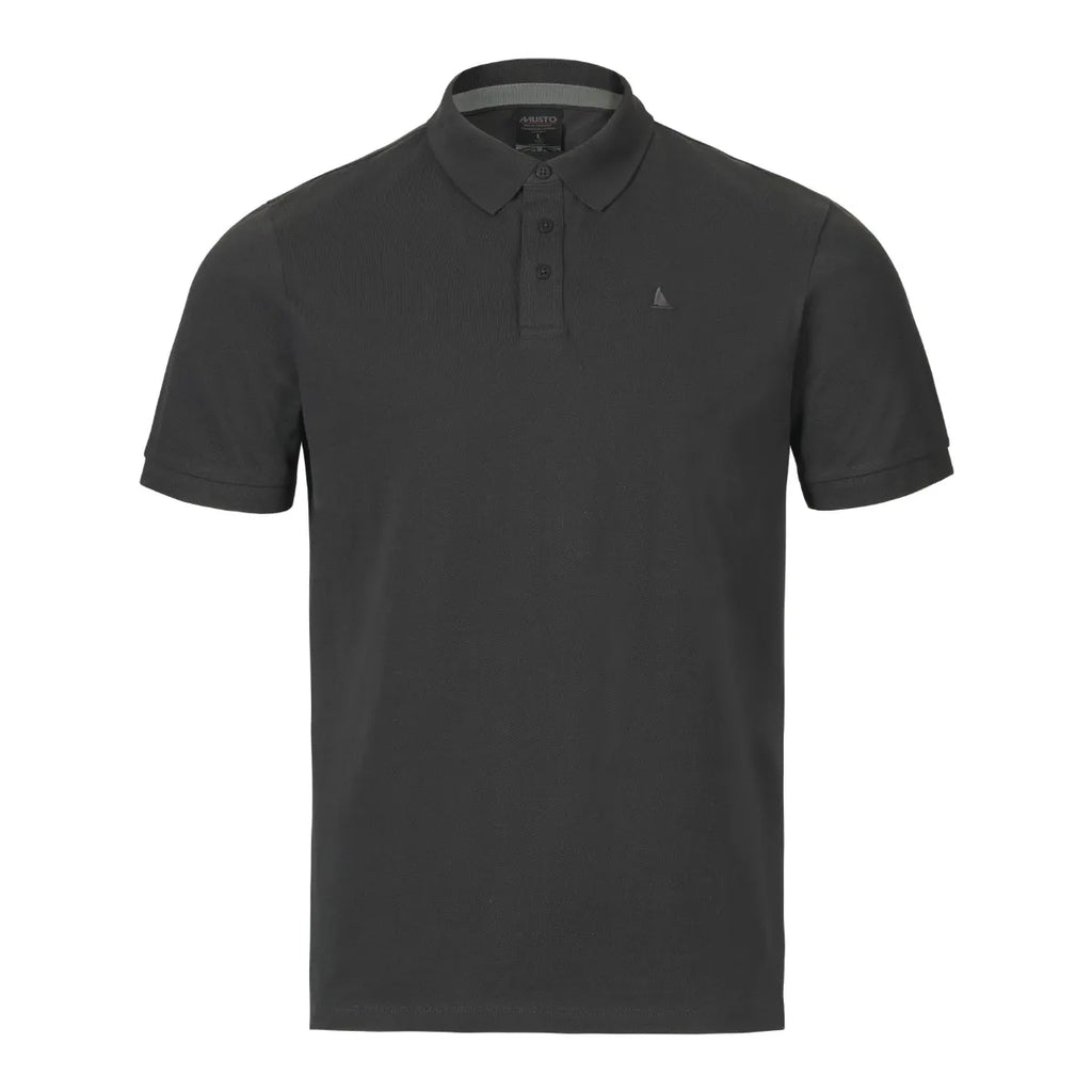 Black polo shirt on a white background