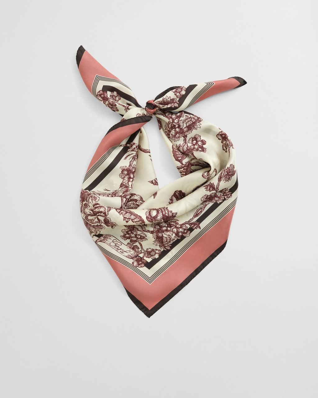 Neck scarf with floral pattern on a light gray background