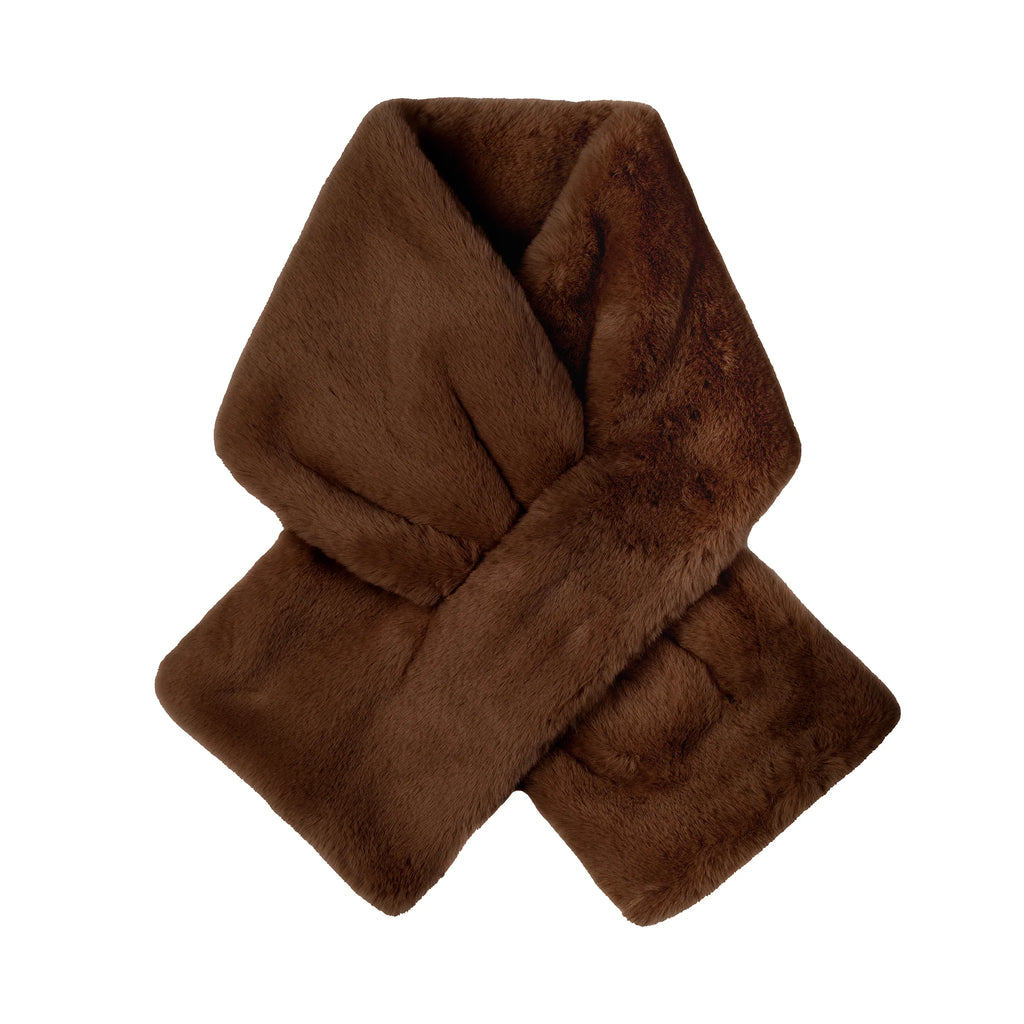 Brown pull-through scarf on a white background